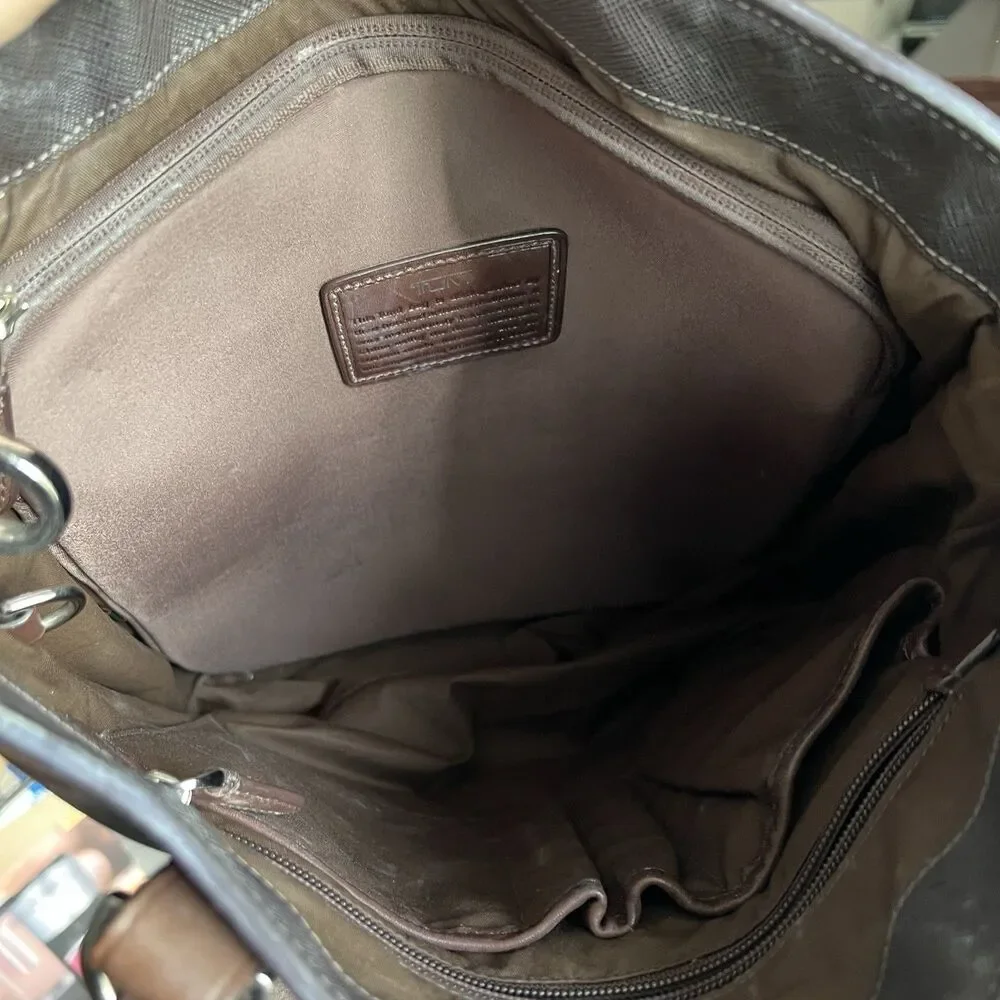 Tumi Women’s Brown Coated Canvas Leather Crossbody Bag